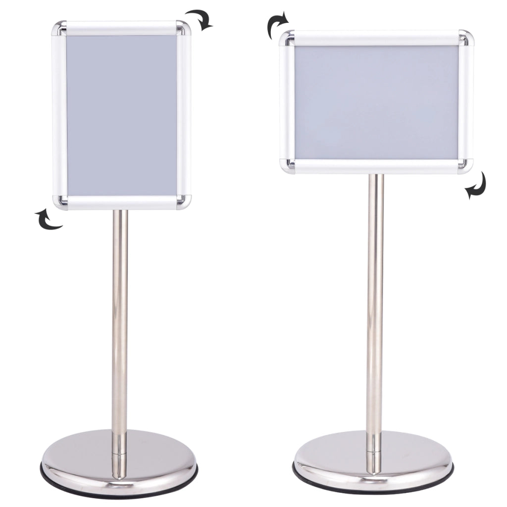 Lavagnetta da pavimento autoportante, Espositore in alluminio girevole con altezza regolabile 83-130cm