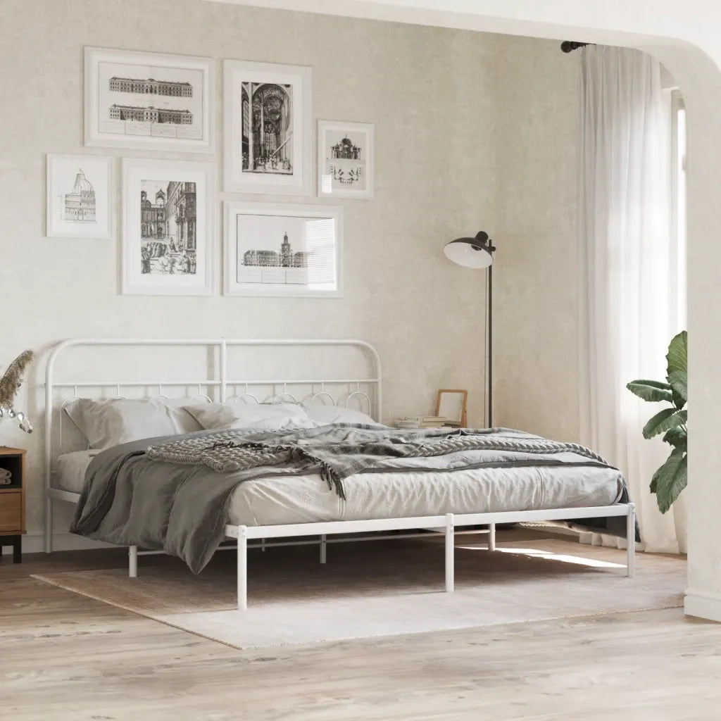 Giroletto con Testiera-Struttura Letto con testiera Metallo Bianco 193x203 cm 128353