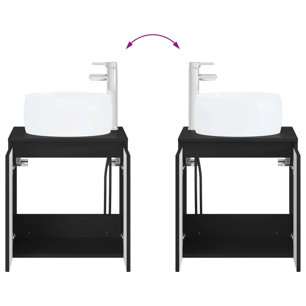 Mobile Lavabo da Parete Nero 49,5 x 44,5 x 66 cm 890453