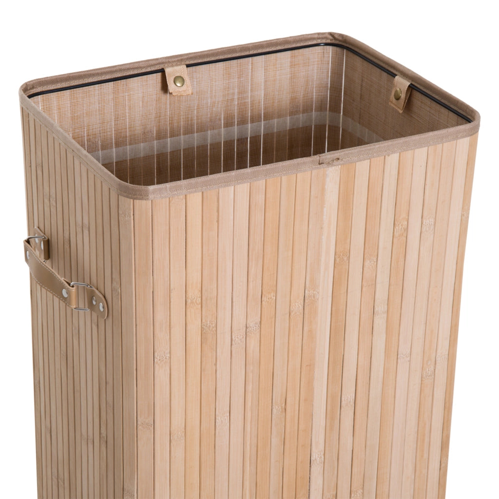 Cestino per il bucato rettangolare con maniglie e coperchio ¨C zephmum ¨C 40x30x60 cm colore naturale