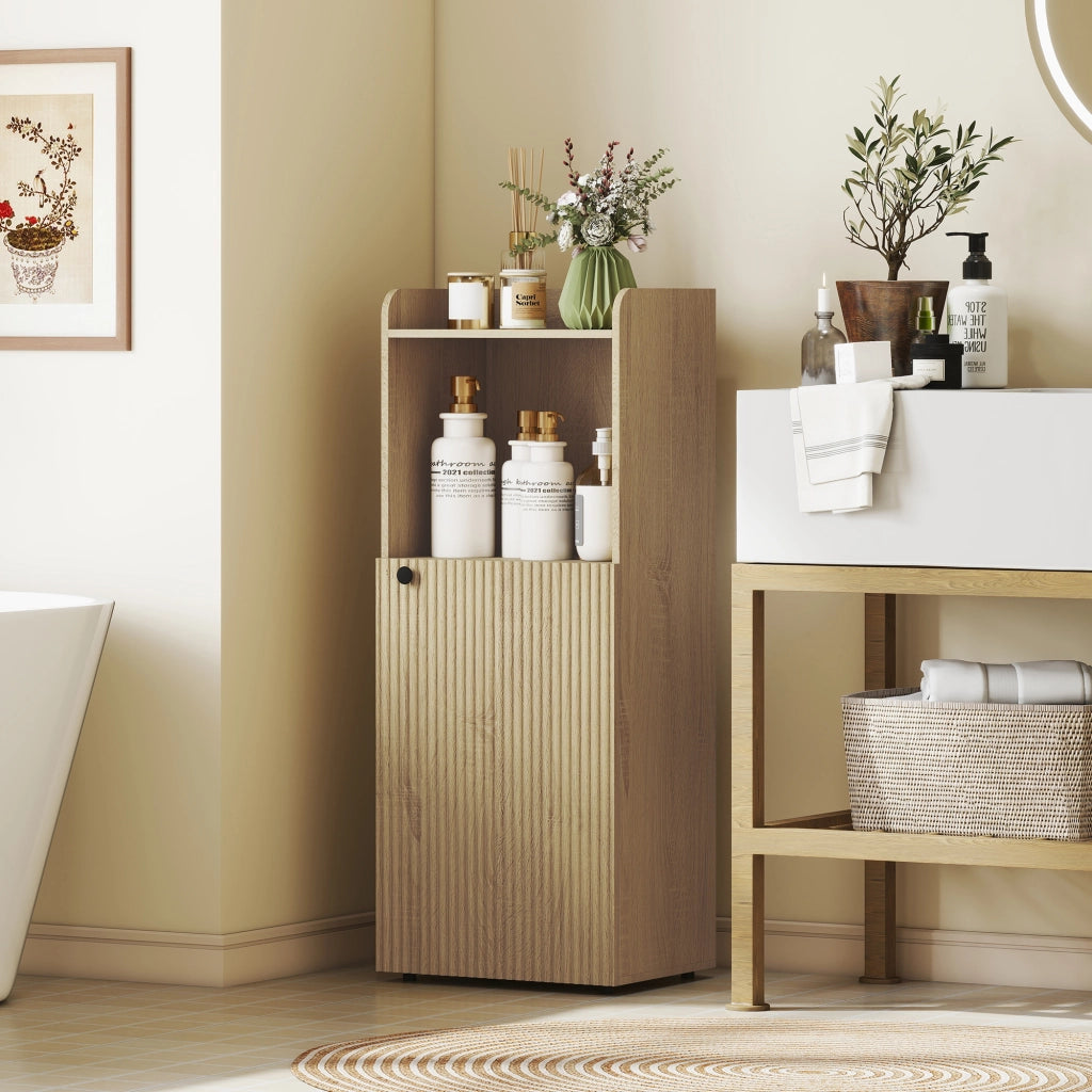 Armadietto da Bagno con Ripiano Regolabile ¨C zephmum ¨C Giallo Quercia 40x31x104 cm