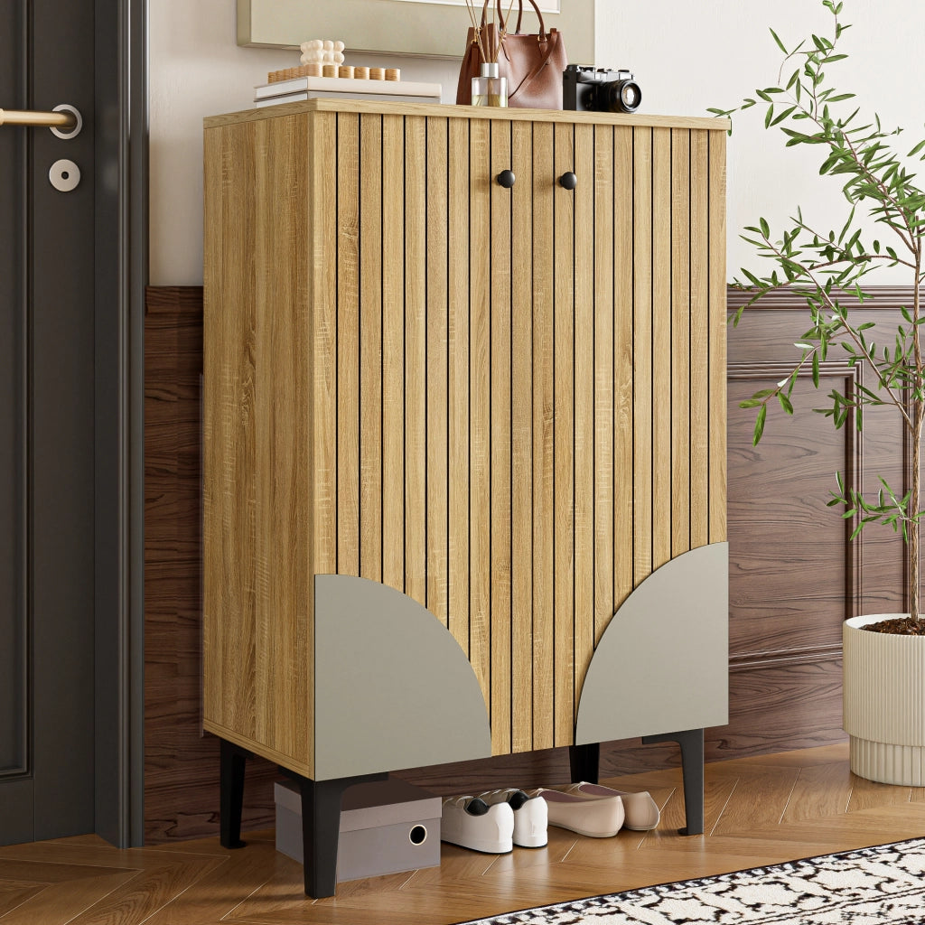 SCARPIERA 60 x 32 x 94 cm in MDF, truciolare e PVC, naturale
