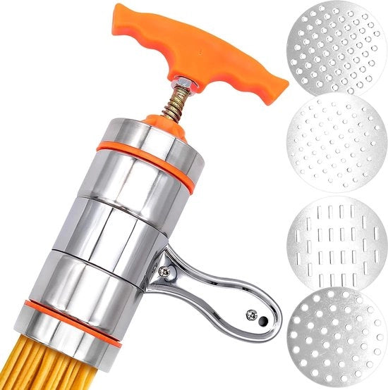 Pastamaker portatile con 4 forme per famiglie e ristoranti.

Modello: PM-400
Capacità: 400 g di pasta
Materiali: acciaio inossidabile e plastica
Dimensioni: 35 x 20 x 15 cm
Peso: 2,5 kg
Potenza: 100 W
Tempo di preparazione: 5-10 minuti
Garanzia: 2 anni