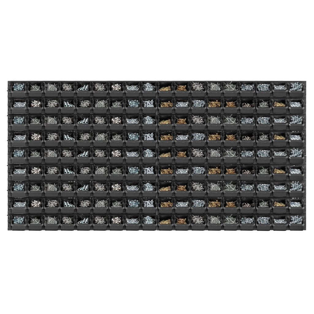 Pannello portautensili KADAX da parete per officina, 156x78 cm, 162 vassoi e contenitori per garage.