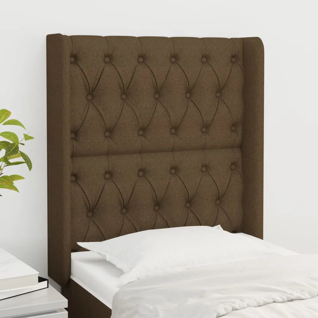 Testiera | Testata ad Orecchio Marrone Scuro 83x16x118/128 cm in Tessuto