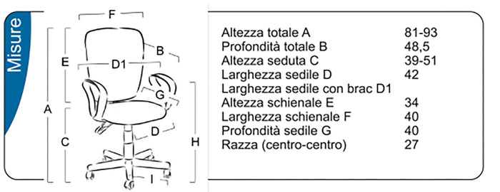 Sedia Poltrona Operativa da Ufficio in Tessuto Tosini Seattle Rossa e Nera