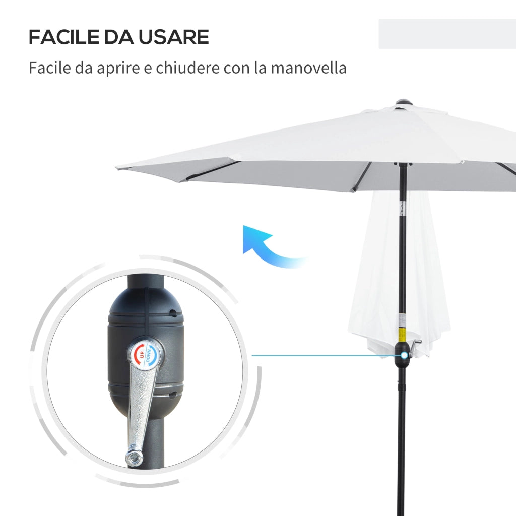 Ombrellone da Giardino Ø3m in Metallo e Poliestere Bianco