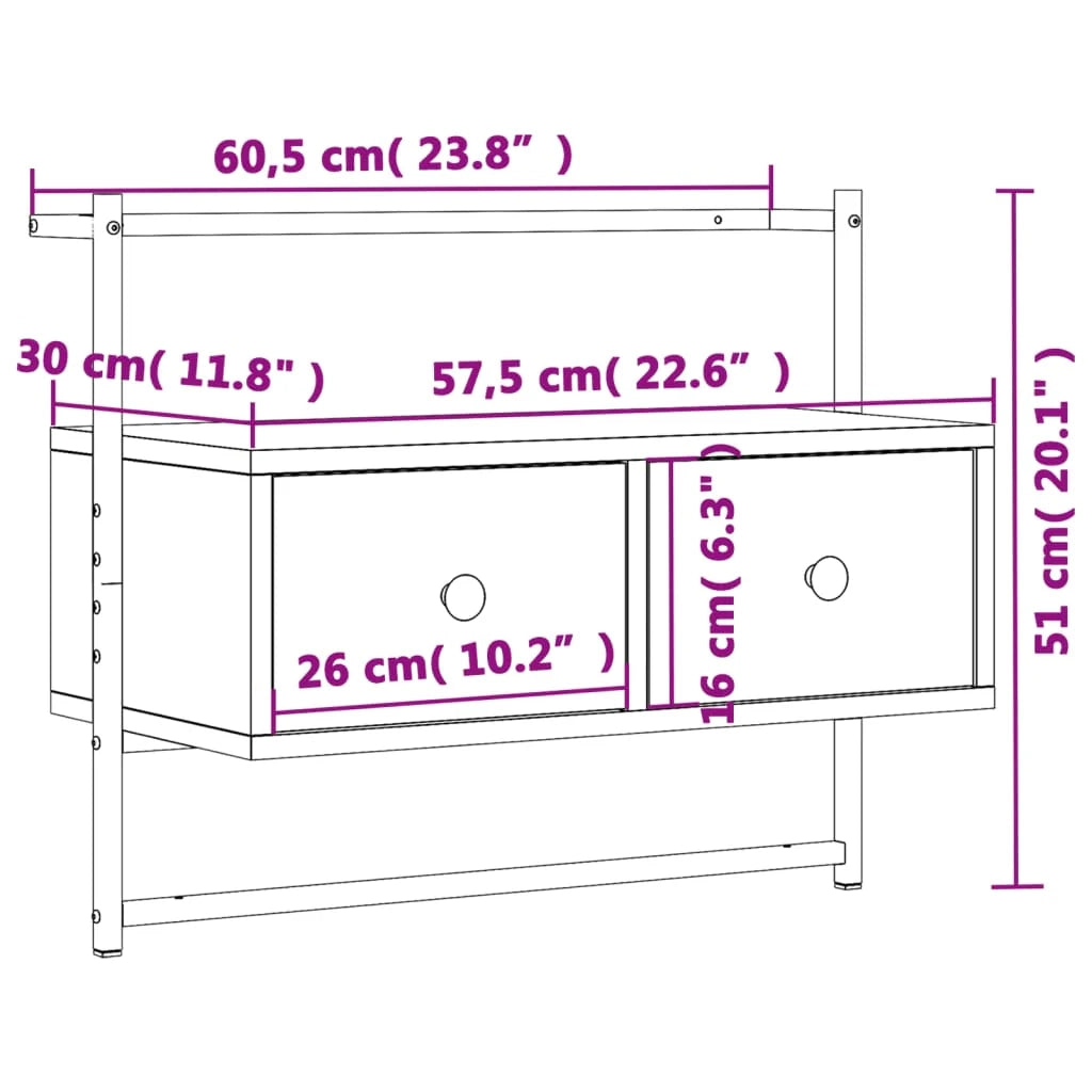 Mobile TV multimediale mensola TV credenza TV sala da pranzo soggiorno camera da letto montaggio a parete legno Sonoma 60,5 x 30 x 51 cm grigio 02_0028190