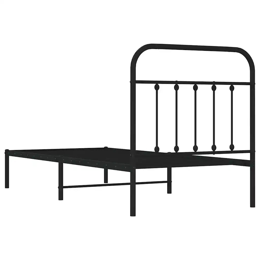 Giroletto con Testiera-Struttura Letto con testiera in Metallo Nero 90x190 cm 667798
