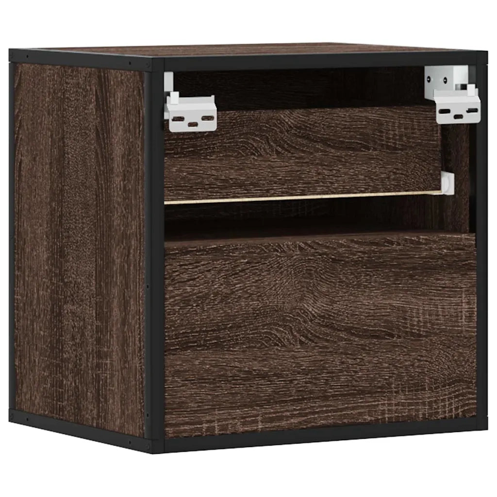 Comodini a Muro 2 pz Rovere Marrone 40x31x39,5 cm 848733