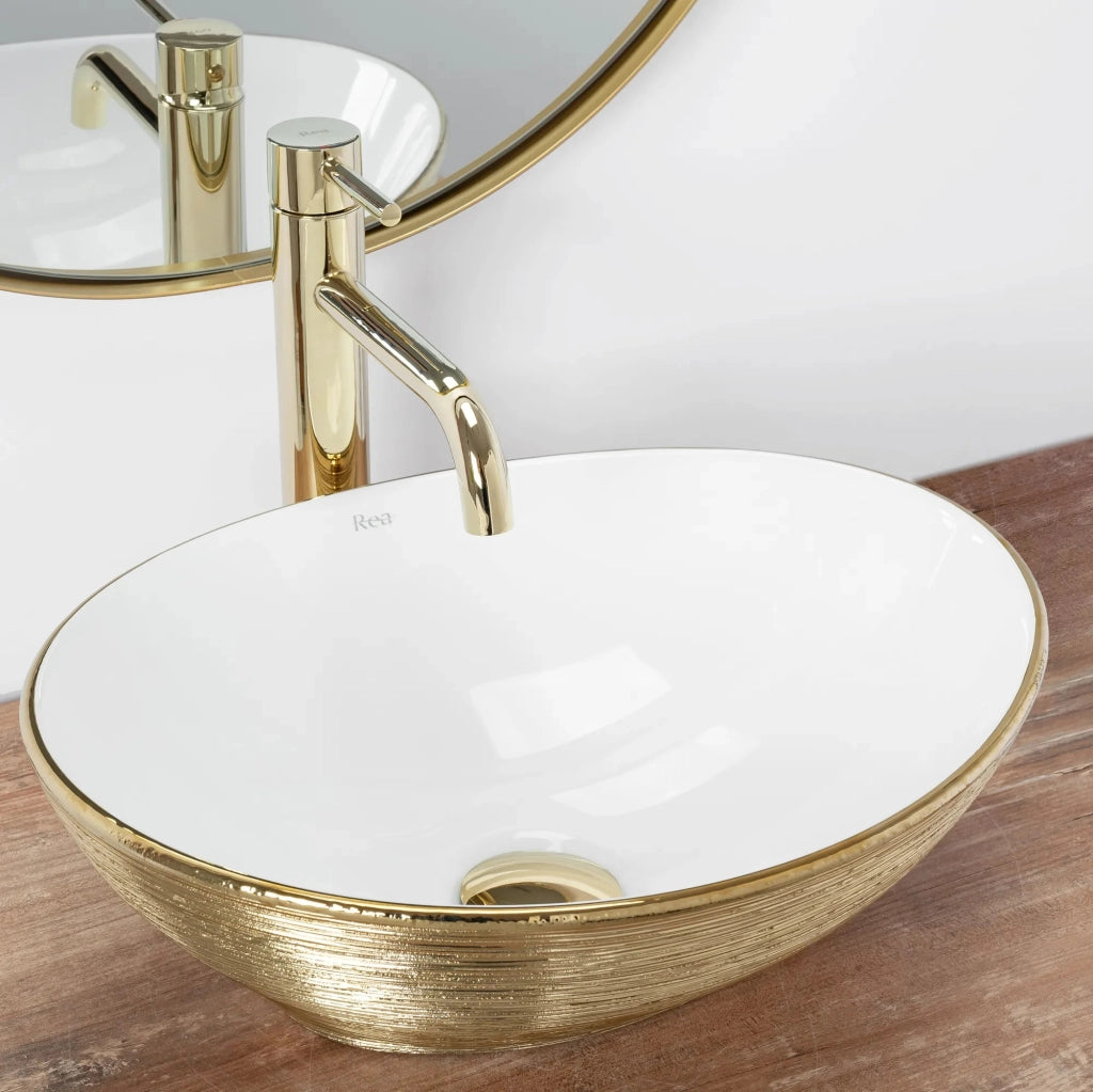 Lavabo Da Appoggio Rea Sofia Brush Gold