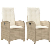 Sedie Reclinabili da Giardino 2 pz | Sedie da Esterno con Cuscini Beige Polyrattan