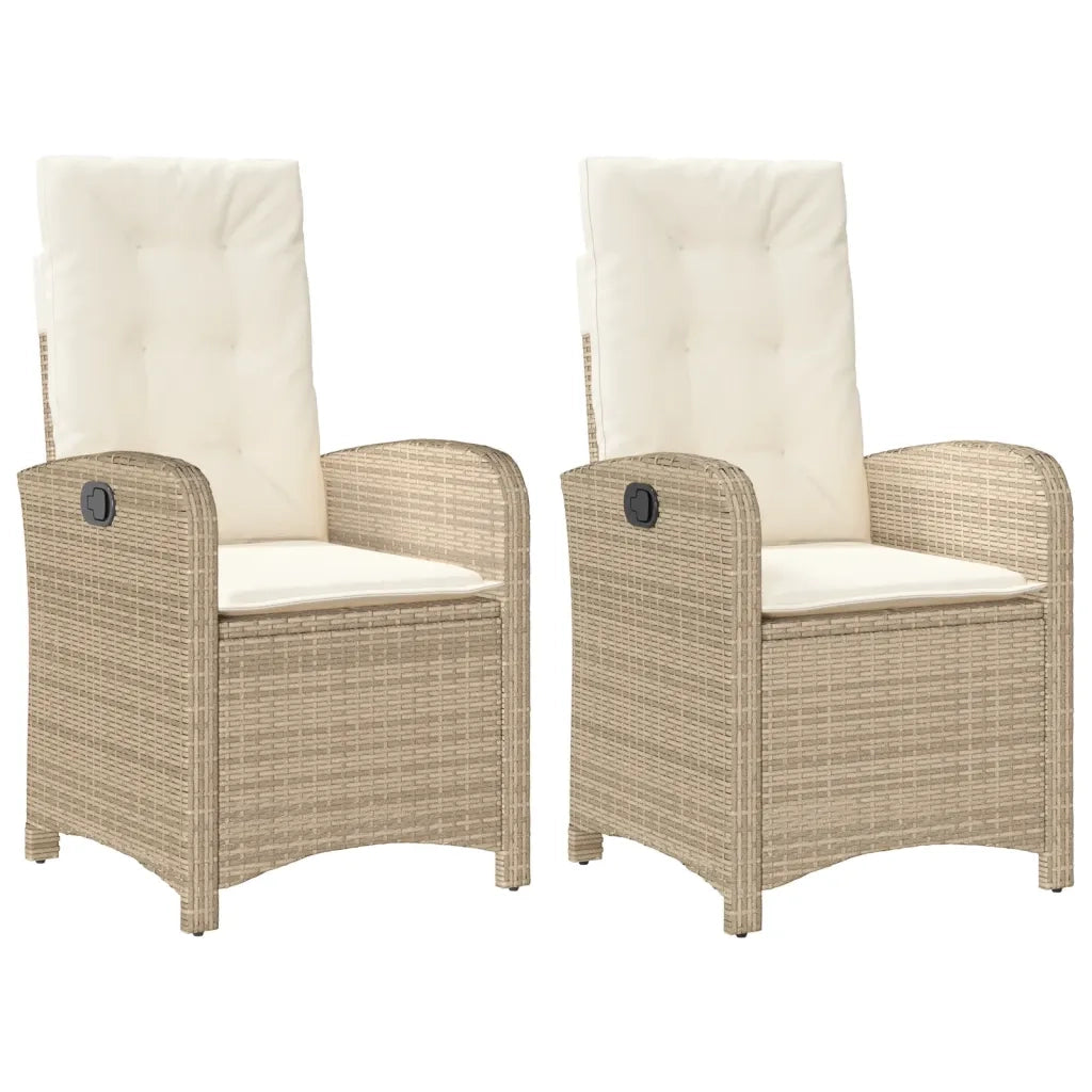 Sedie Reclinabili da Giardino 2 pz | Sedie da Esterno con Cuscini Beige Polyrattan