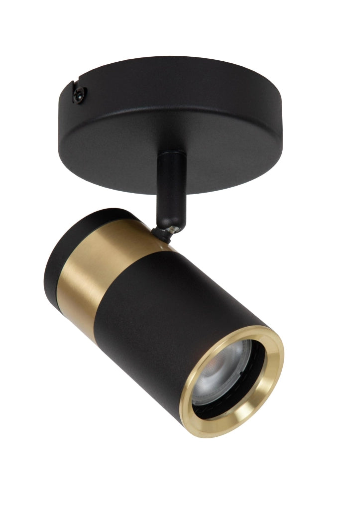 Faretto soffitto GORIK 1xGU10 nero oro rotondo Lucide