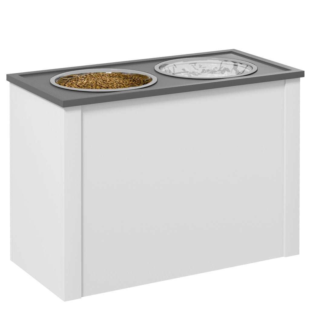 Mangiatoia Mobile per Cani con Cassetto ¨C Zephmum ¨C Bianco Grigio 60x30x42