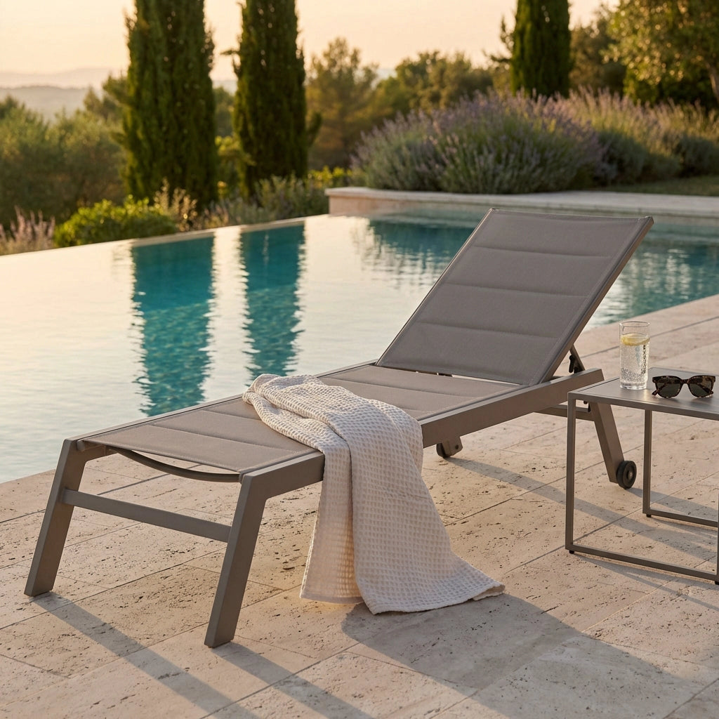 Lettino prendisole da Giardino in Alluminio Textilene cm 198x61x95 - DAVID
