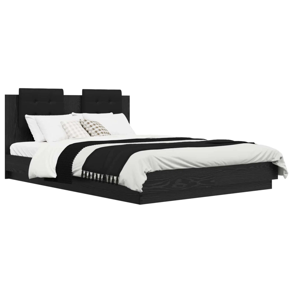 Struttura letto con testata-Giroletto Rovere Nero 150 x 200 cm