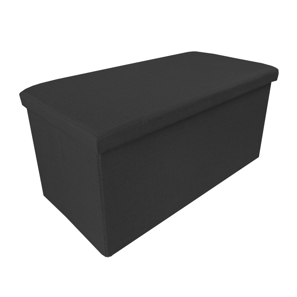 Puff Ottomano Portaoggetti Rettangolare in Tessuto Pieghevole 76x38x38cm | Nyana Casa | Stile ottomano | Tessuto Resistente | Nero, grigio e beige