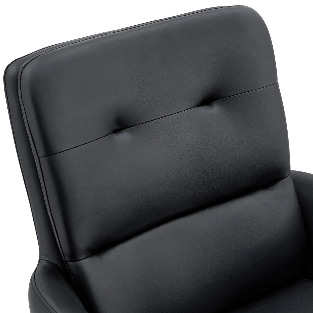 Sedia da pranzo girevole a 360° in PU nero; schienale con bottoni; per sala da pranzo e zona relax; 74.5 × 56.0 × 51.5 cm