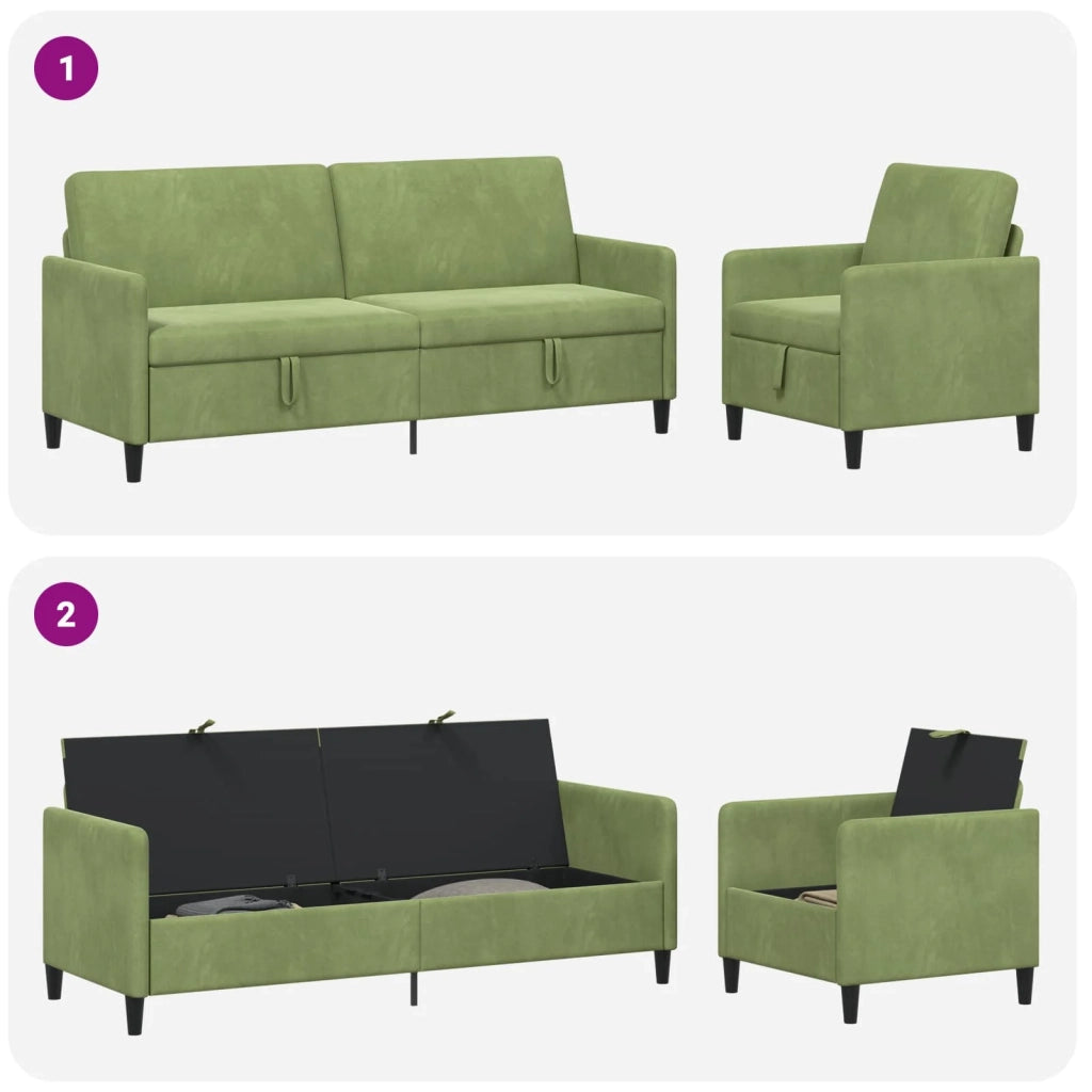 Set di Divani con Storage 2 pz Verde chiaro Poliestere 3429249
