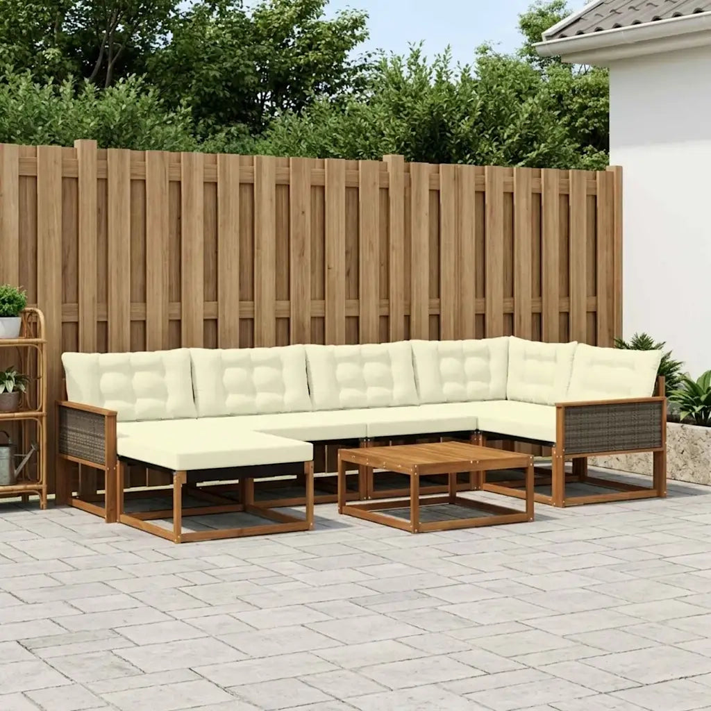 Set di divani da esterno con cuscino 7 pcs Naturale e Crema 3381546