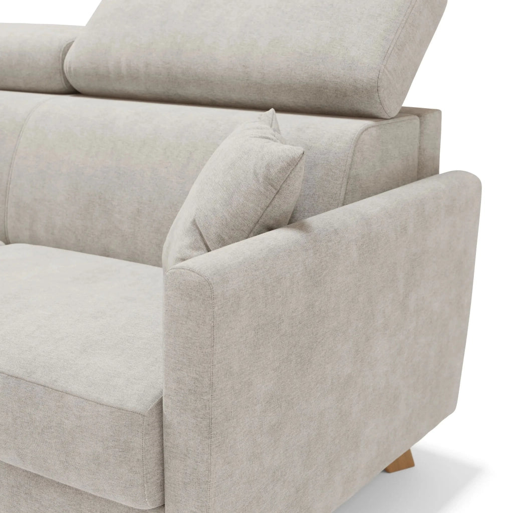 Francy Divano letto matrimoniale con poggiatesta regolabili in tessuto impermeabile e smacchiabile T17 160 cm (mat. 120x197) bianco