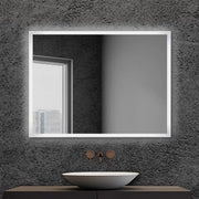 Specchio bagno 80x60 cm reversibile con cornice LED bianco naturale