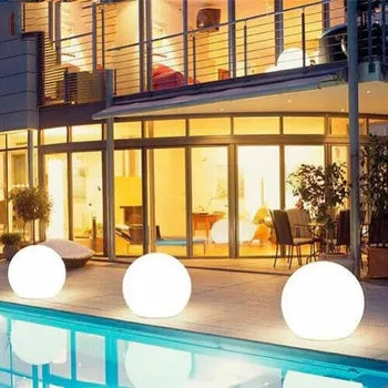 Lampada a palla da giardino in resina Lampade da terra a sfera luce bianca 500mm