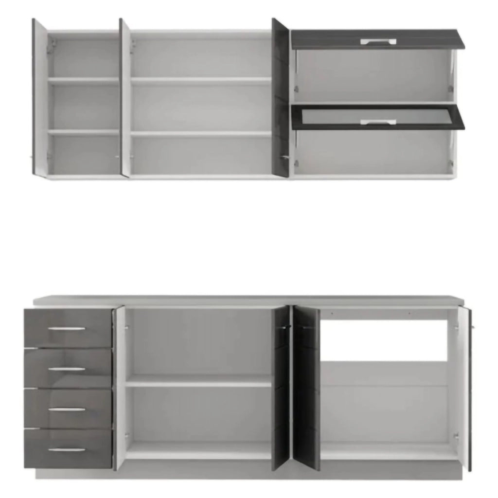 Cucinino Riquew, Cucina 6 Ripiani, Elettrodomestici non inclusi, Grigio Scuro