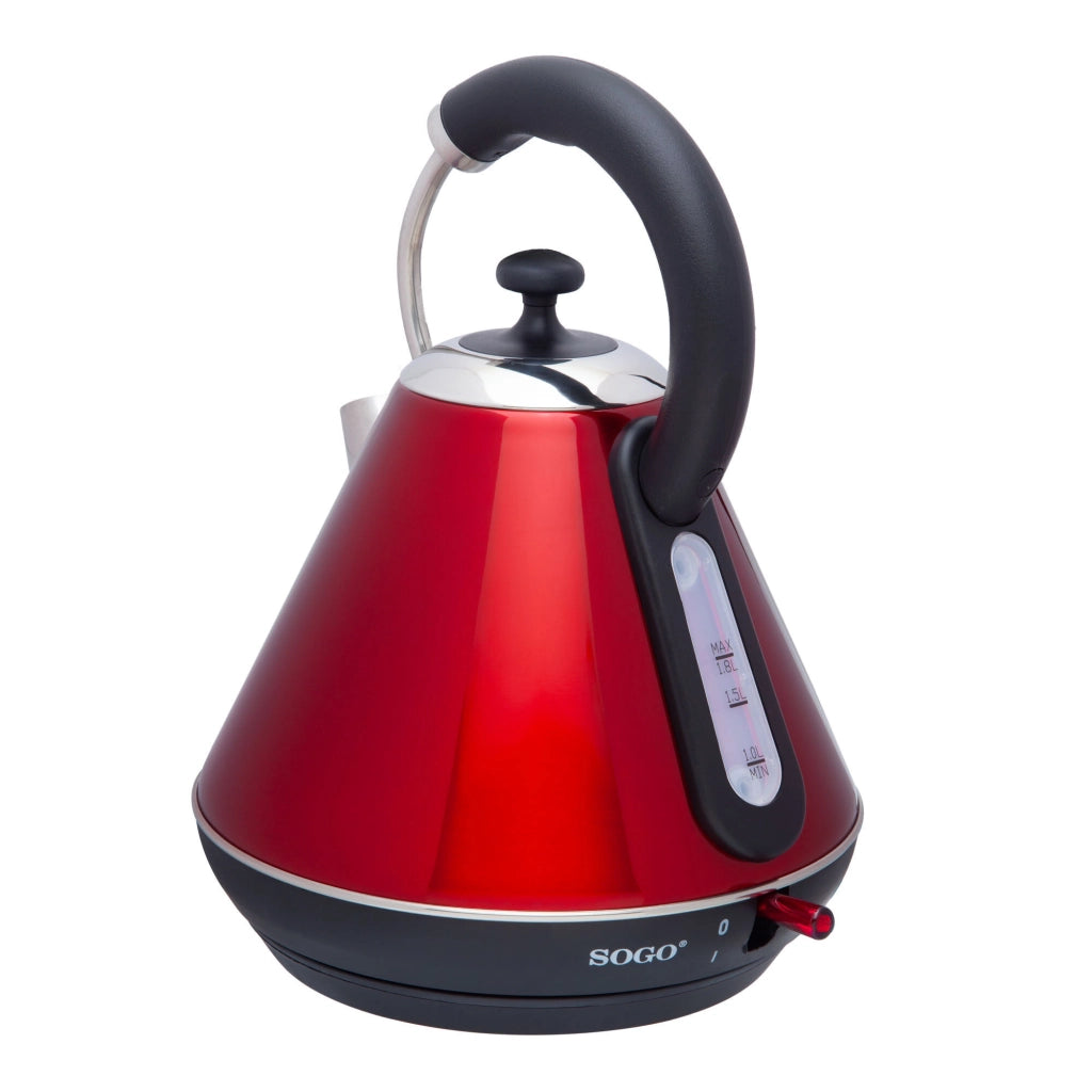 SOGO Bollitore Senza Fili 1.8L 2200W Elettrico, Design Ergonomico, Acciaio Inox, Spegnimento Automatico, Protezione Surriscaldamento