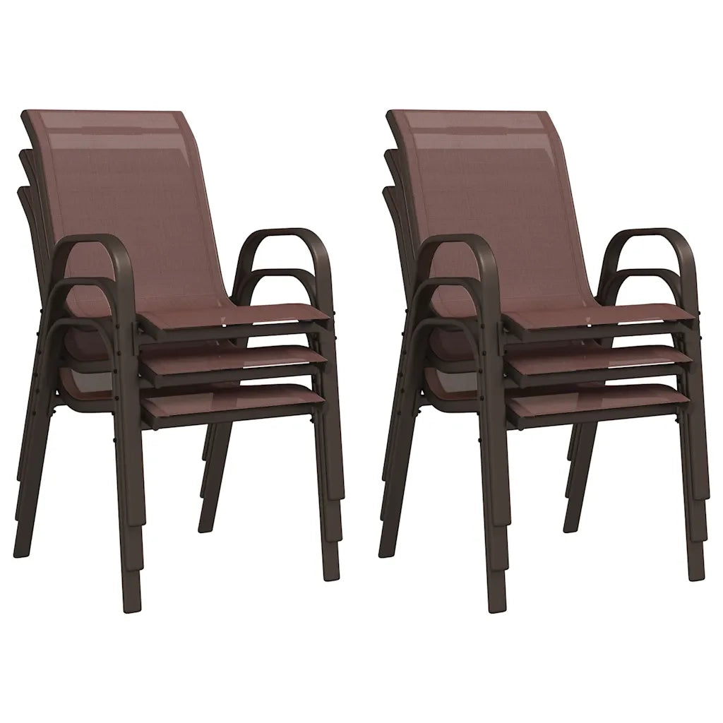 Sedie da Giardino Impilabili 6 pz in Tessuto Textilene Marrone 318785