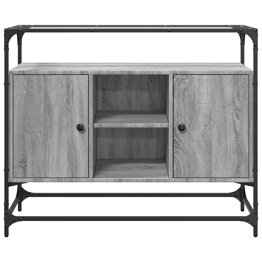 Credenza Piano Vetro Grigio Sonoma 98x35x81cm Legno Multistrato 846072