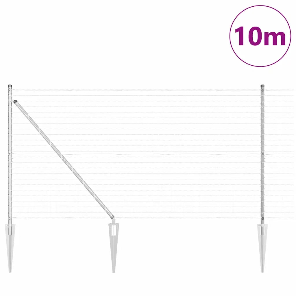Recinzione con Posto Argento 1,4 x 10 m Acciaio