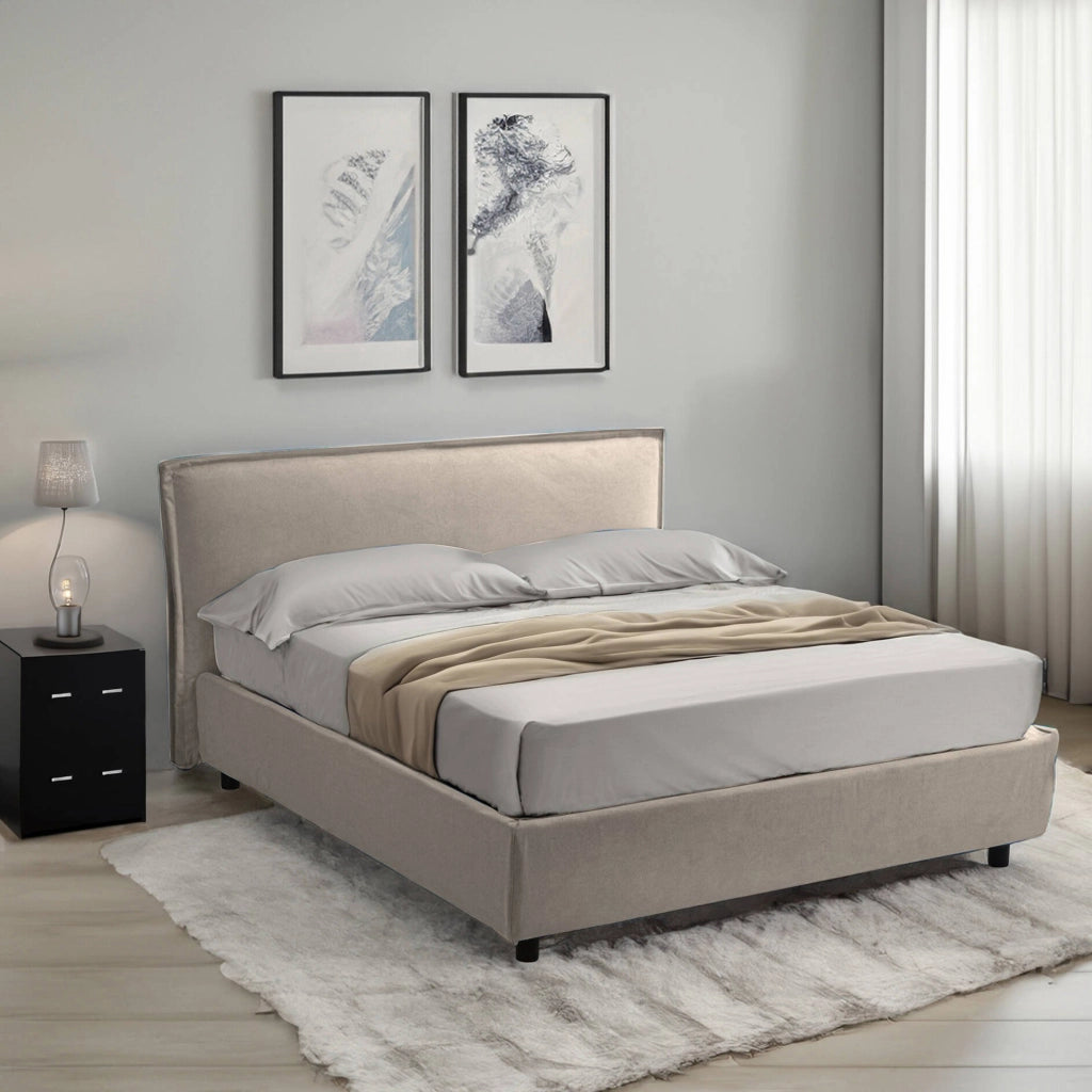 Brozolo, Letto Singolo Materasso Incluso Made in Italy, Grigio Tortora