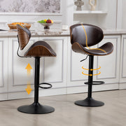 Sgabello da bar girevole regolabile in altezza con schienale ergonomico e poggiapiedi in pu marrone e metallo