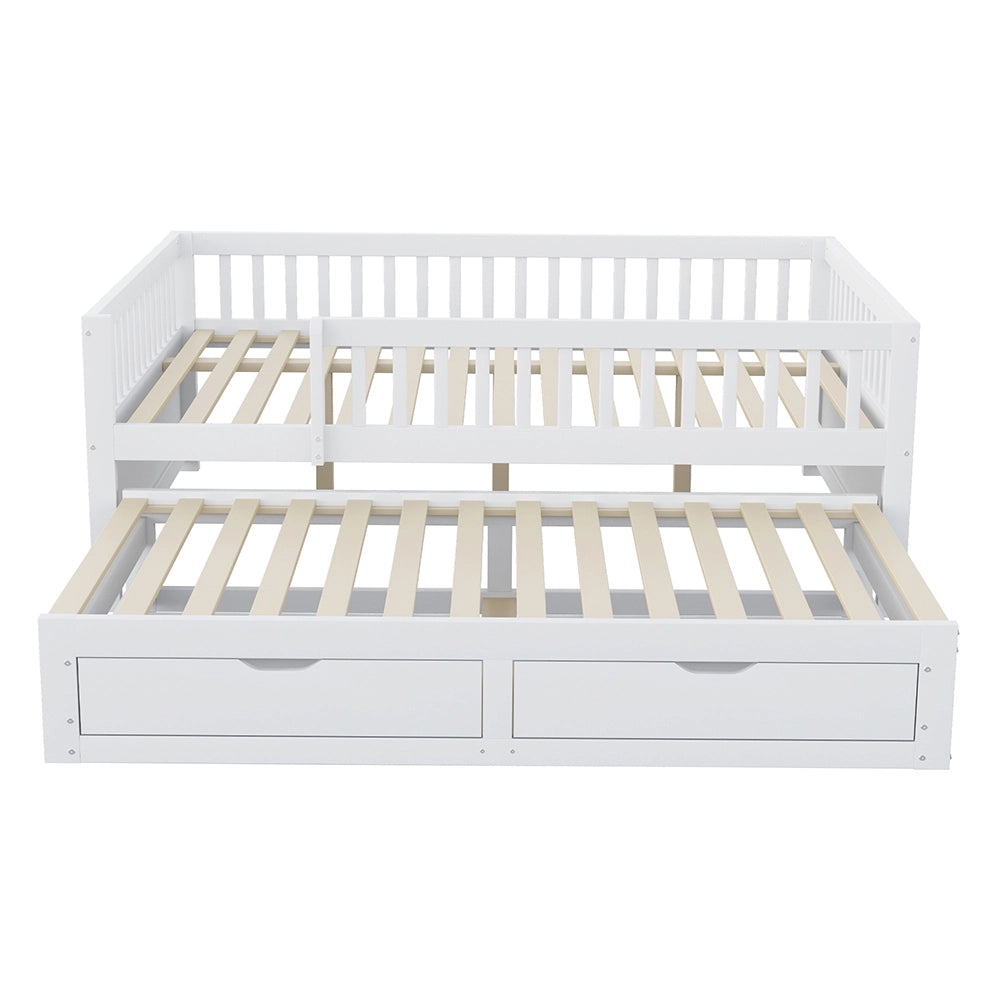 Divano letto-Xylo-140x200 cm-2 cassetti, legno bianco