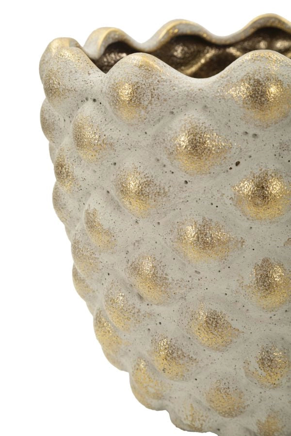 Cachepot Pepitas Coppia Ø23x18 cm in Ceramica Grigio e Oro