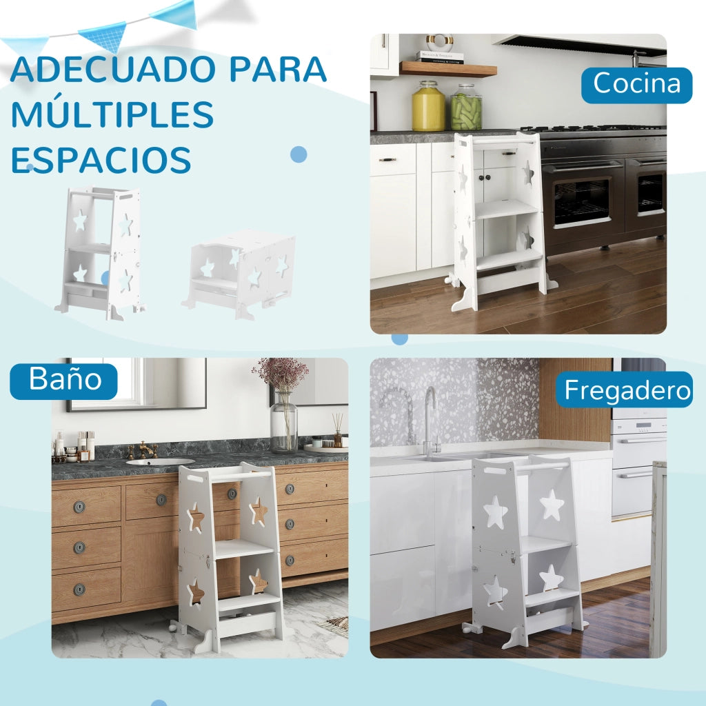 Scala di apprendimento 2 in 1 con tavolo e sedia ¨C Minimal ¨C 60x44.5x86 cm bianco