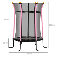 Trampolino Tappeto Elastico per Bambini con Ingresso a Cerniera e Pali Imbottiti Ø163.5x190 cm in Acciaio, PP e EPE Rosa