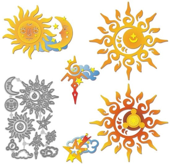 Taglierino per cartesimo - Zon/Maan/Sterren/Wolk - Acciaio di carbonio - 1,97x6,14"/101x156mm - Sostenibile - Per la creazione di cartesimi - Stencil per taglio