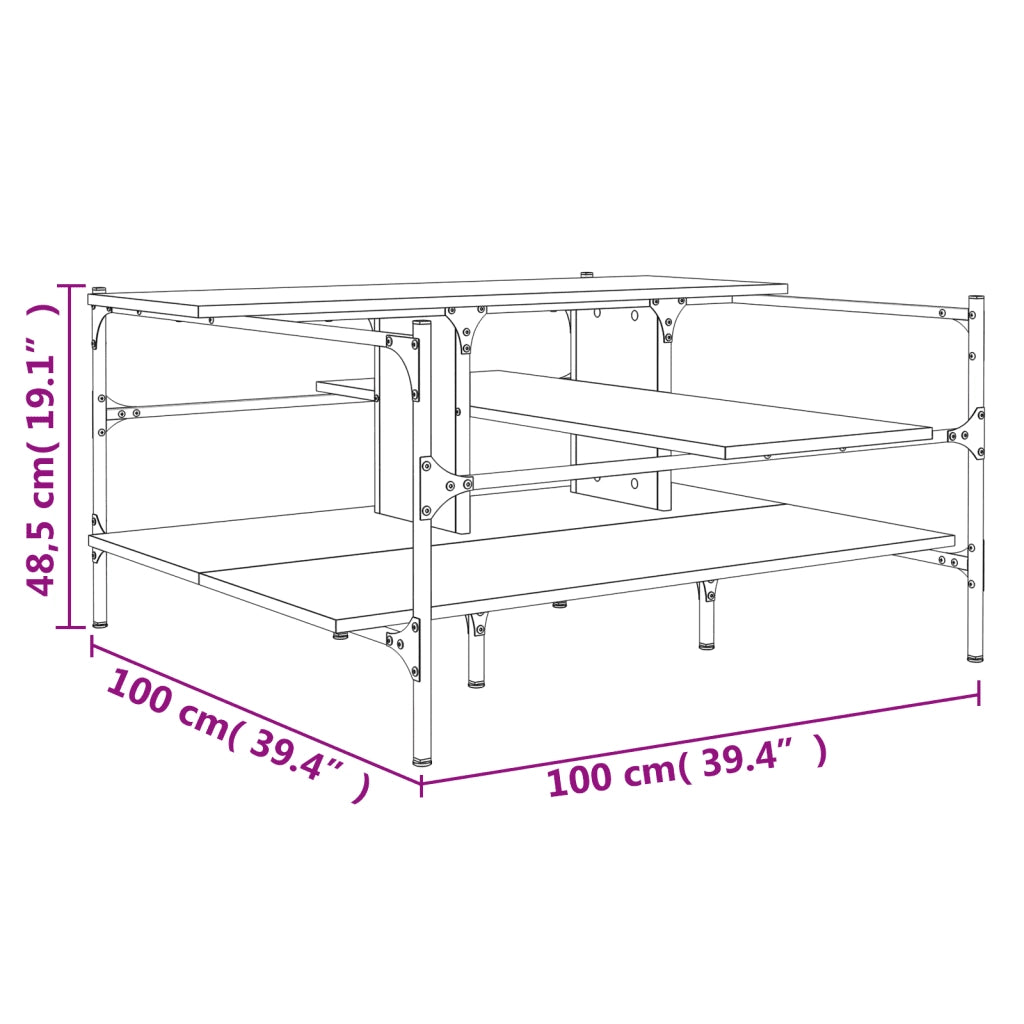 Tavolino Salotto Rovere Marrone 100x100x48,5 LegnoÂ Multistrato