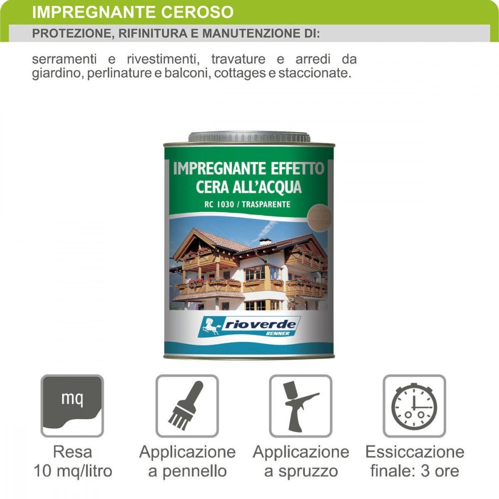 Renner rc 750ml impregnante acqua effetto cera per esterni ed interni, colori disponibili  teak-larice