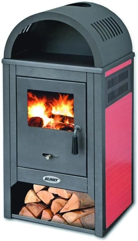 BLINKY VIENNA Stufa a Legna 10 kW Fianchi in Ceramica 4 Stelle colore Rosso