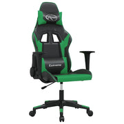Sedia da Gaming | Sedia da e-sports Massaggiante Nero e Verde in Similpelle