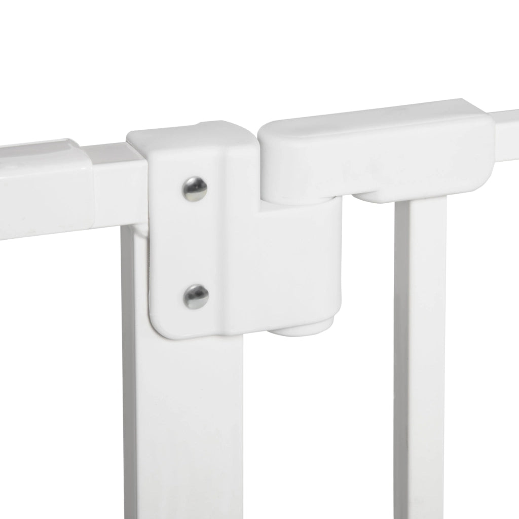Cancelletto di Sicurezza per Animali Domestici 3 Estensioni Regolabile 74-148cm Chiusura Automatica Bianco