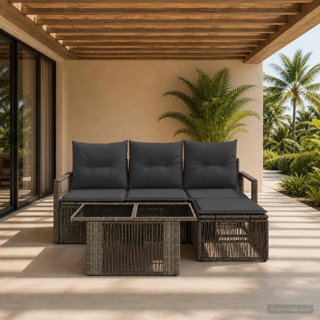 Set Divano da Giardino 5 pz Grigio e Grigio Scuro polyrattan 3437087