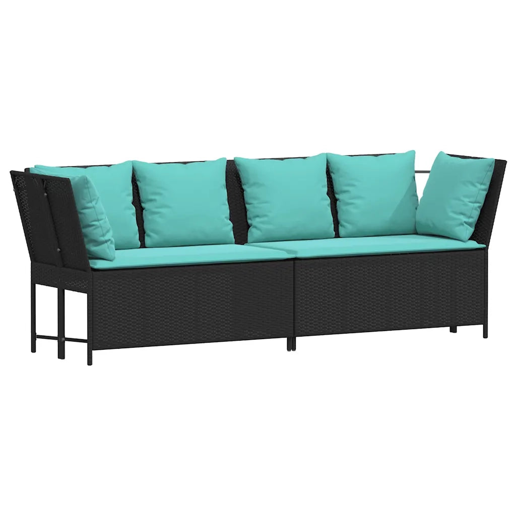 Divano da Giardino con Cuscini in Polyrattan Nero 4104130