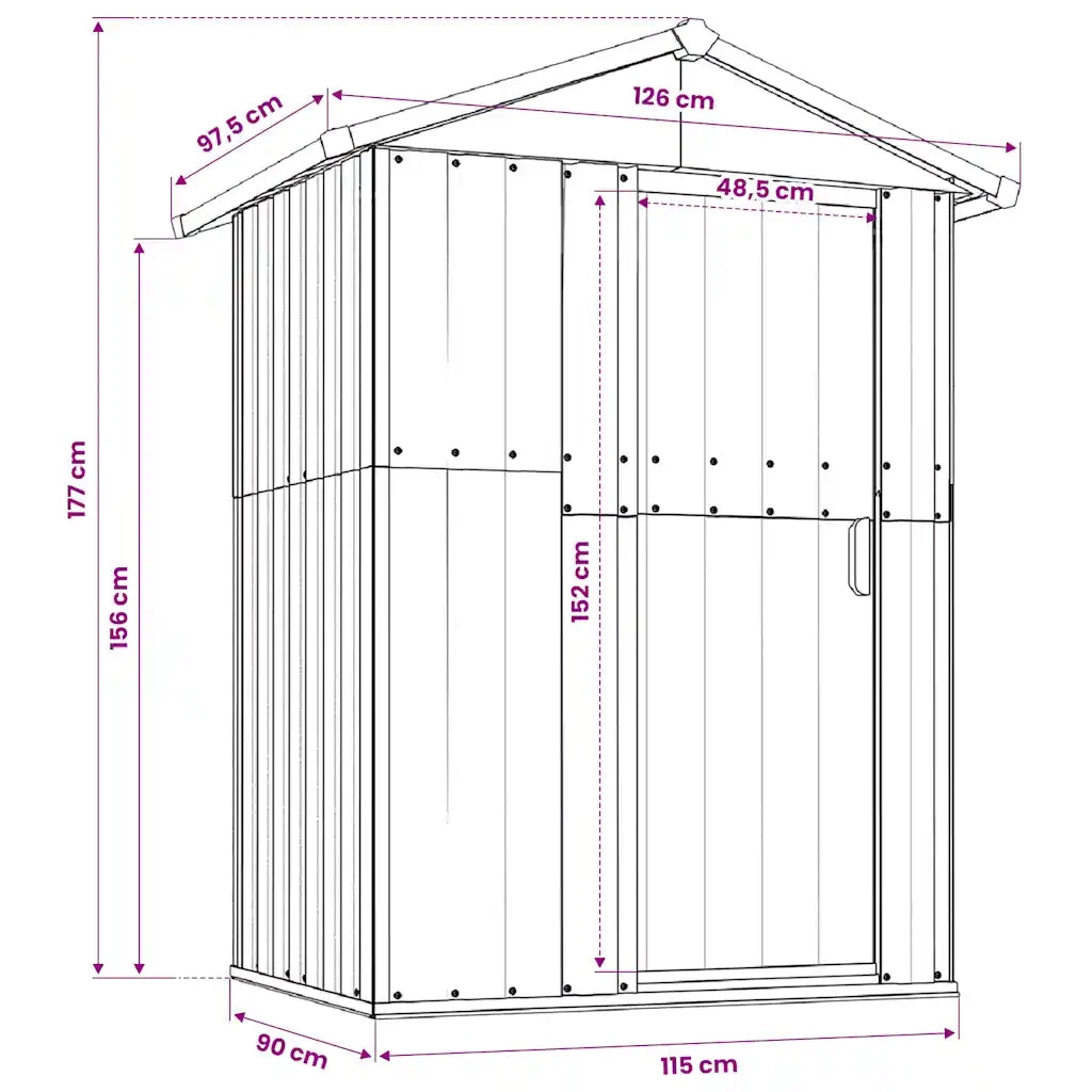 Capanno da Giardino-Casetta da Giardino Grigio 126x97,5x177 cm Acciaio Zincato