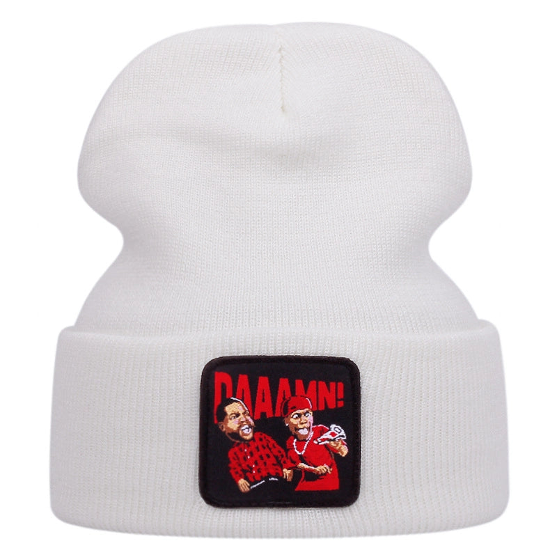 DAAAMN Cappelli lavorati a maglia ricamati, caldi cappelli invernali lavorati a maglia, bianchi