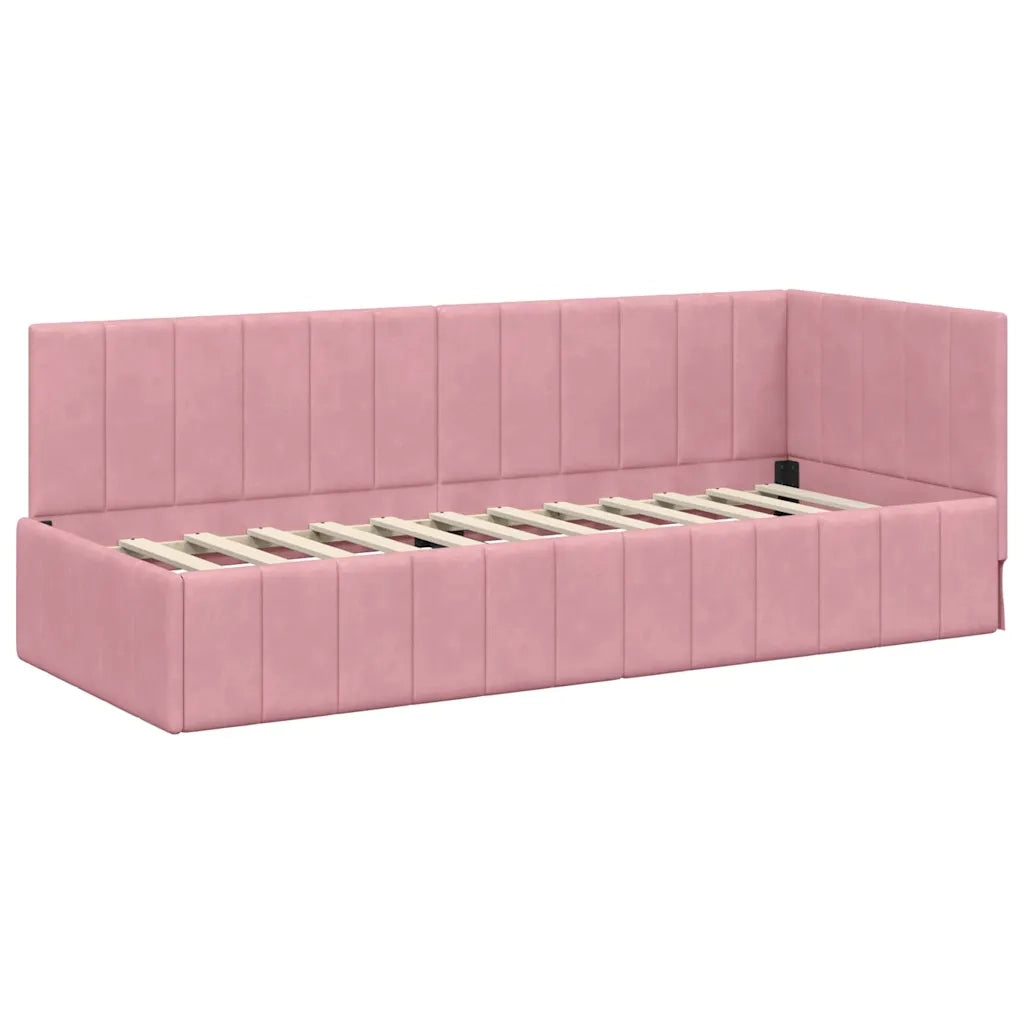 vidaXL Cornice del letto ad angolo Rosa 80 x 200 cm Velluto